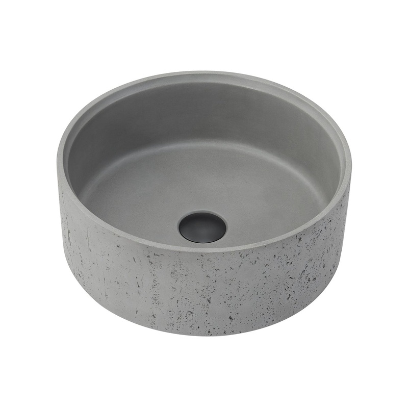 Vinnova Almonte 15" Grey Concrete Circular Vessel Bathroom Sink