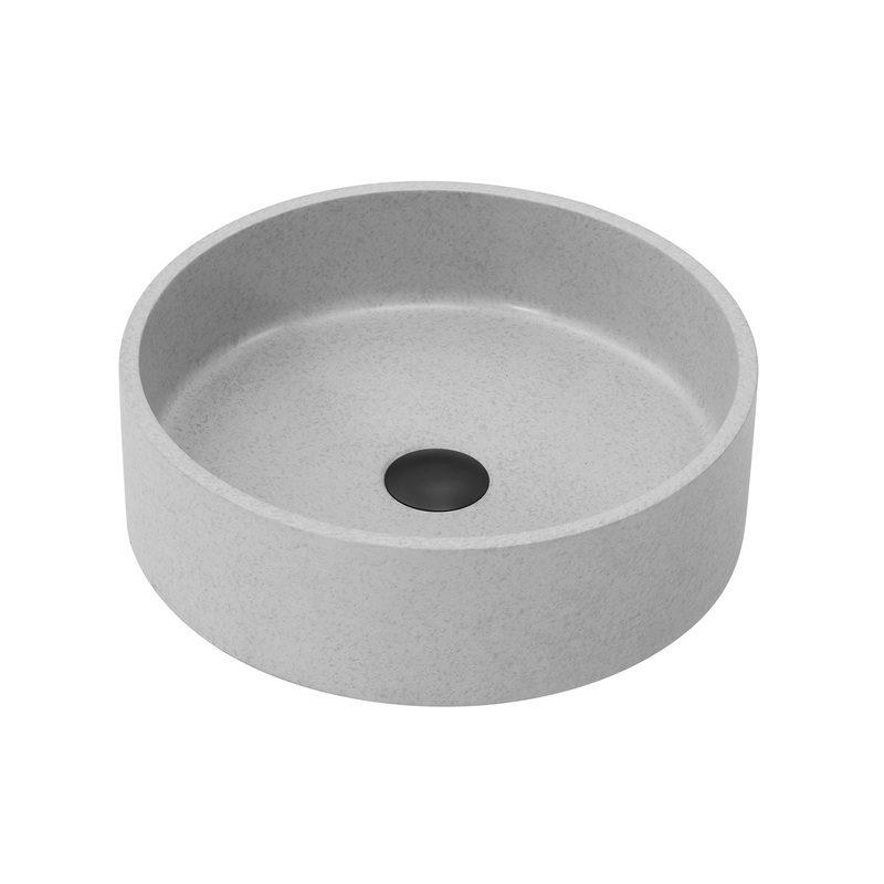Vinnova Moguer 15" Grey Concrete Circular Vessel Bathroom Sink