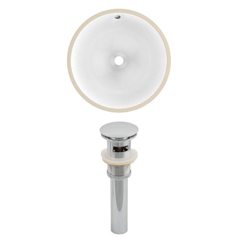 American Imaginations AI-12815 15" White Round Ceramic Undermount Bathroom Sink Set