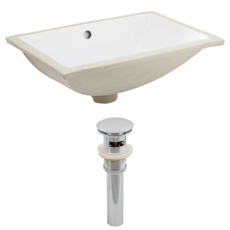 American Imaginations AI-12817 18" White Rectangular Ceramic Undermount Bathroom Sink Set