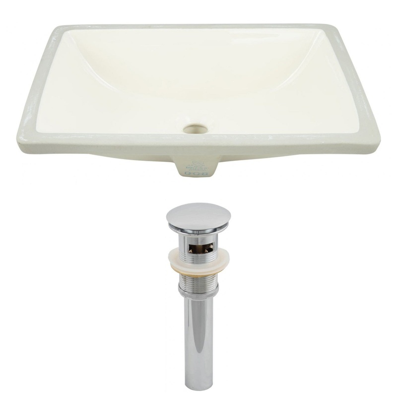 American Imaginations AI-12819 18" Biscuit Rectangular Ceramic Undermount Bathroom Sink Set