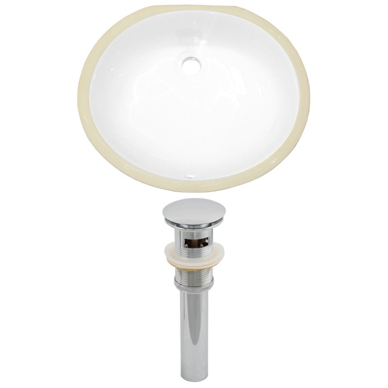 American Imaginations AI-12821 20" White Oval Ceramic Undermount Bathroom Sink Set