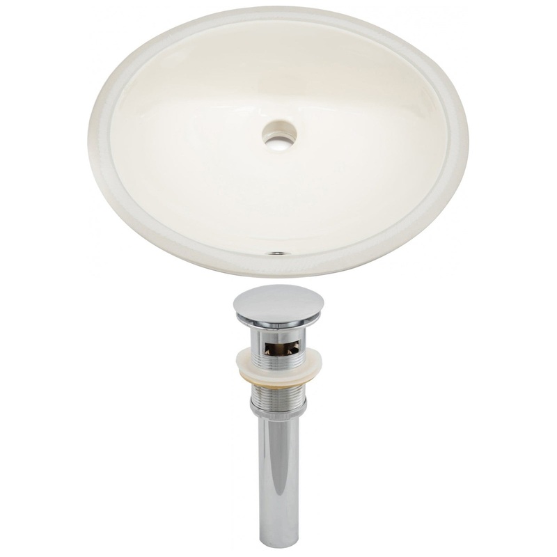 American Imaginations AI-12823 20" Biscuit Oval Ceramic Undermount Bathroom Sink Set