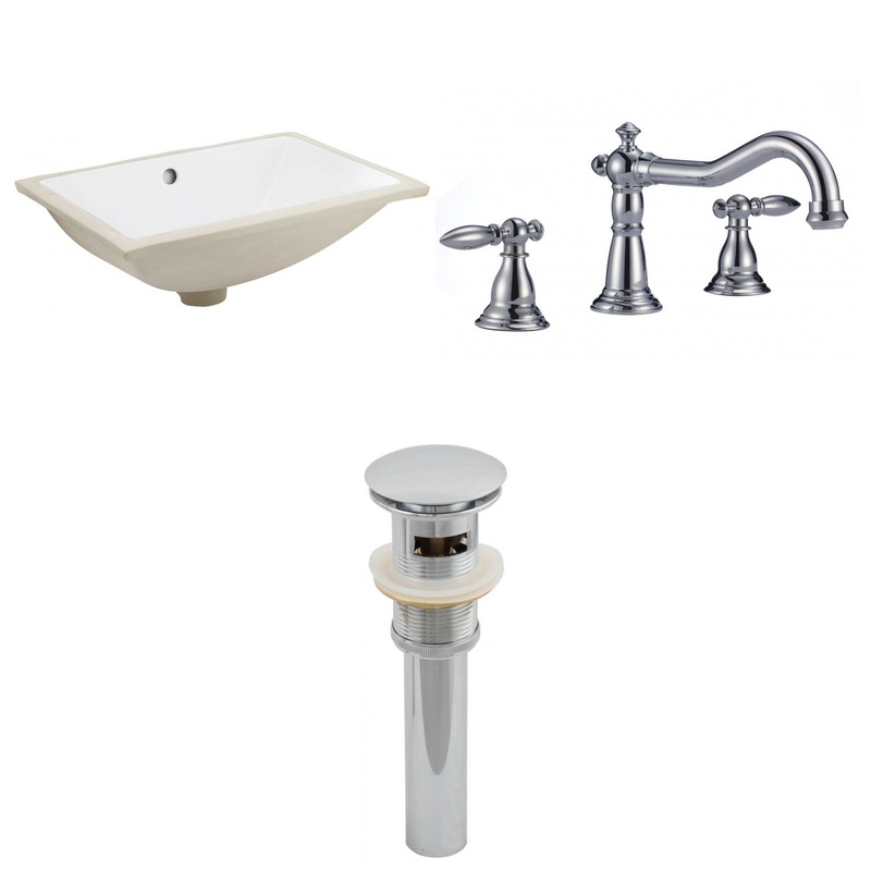 American Imaginations AI-12921 21" White Rectangular Ceramic Undermount Bathroom Sink Set