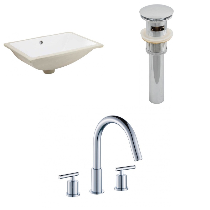 American Imaginations AI-12923 21" White Rectangular Ceramic Undermount Bathroom Sink Set