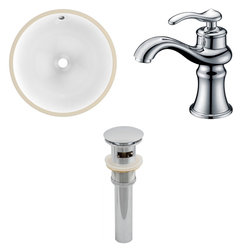 American Imaginations AI-12929 17" White Round Ceramic Undermount Bathroom Sink Set