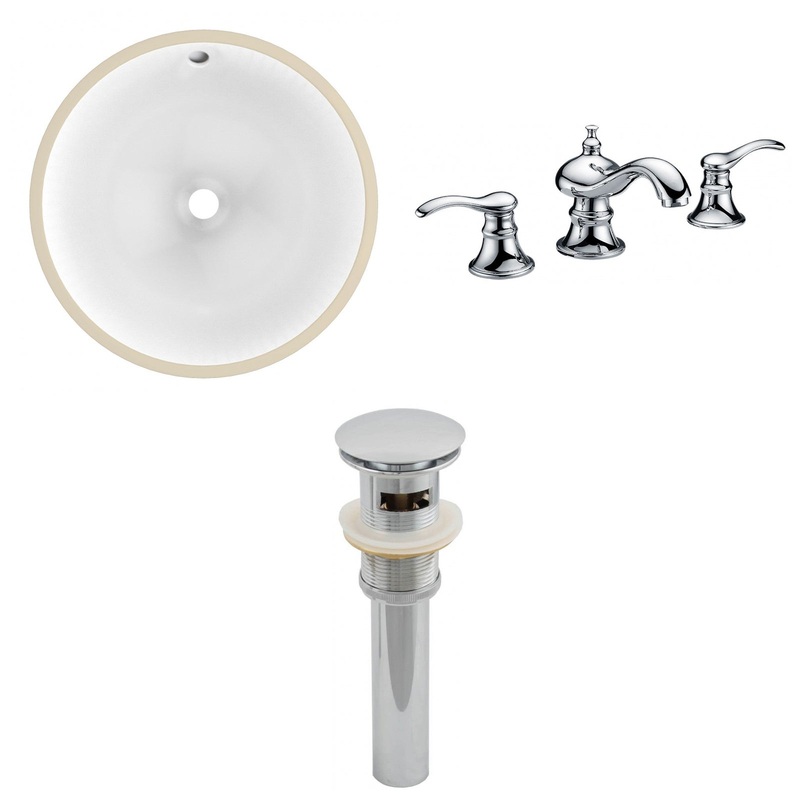 American Imaginations AI-12933 17" White Round Ceramic Undermount Bathroom Sink Set
