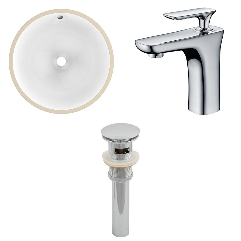 American Imaginations AI-12939 17" White Round Ceramic Undermount Bathroom Sink Set