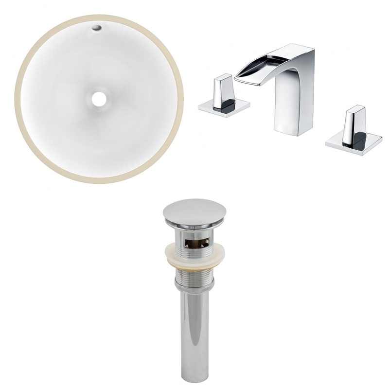 American Imaginations AI-12945 17" White Round Ceramic Undermount Bathroom Sink Set