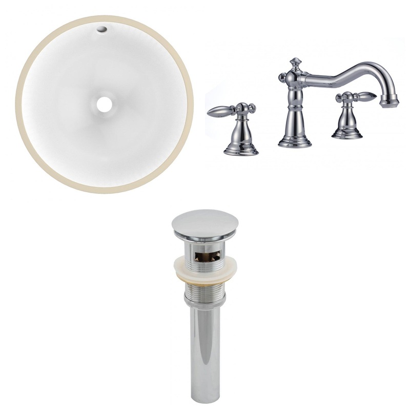 American Imaginations AI-12951 17" White Round Ceramic Undermount Bathroom Sink Set