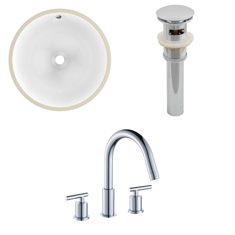 American Imaginations AI-12953 17" White Round Ceramic Undermount Bathroom Sink Set
