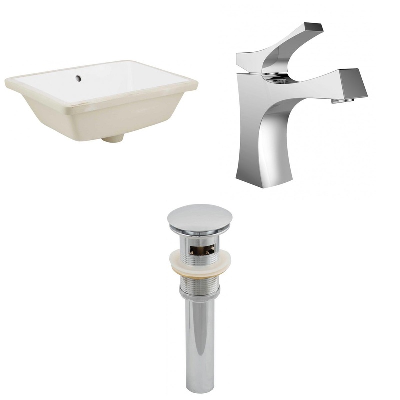 American Imaginations AI-12955 18" White Rectangular Ceramic Undermount Bathroom Sink Set