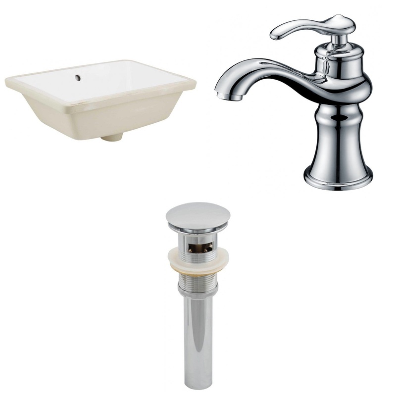 American Imaginations AI-12959 18" White Rectangular Ceramic Undermount Bathroom Sink Set