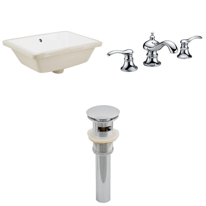 American Imaginations AI-12963 18" White Rectangular Ceramic Undermount Bathroom Sink Set