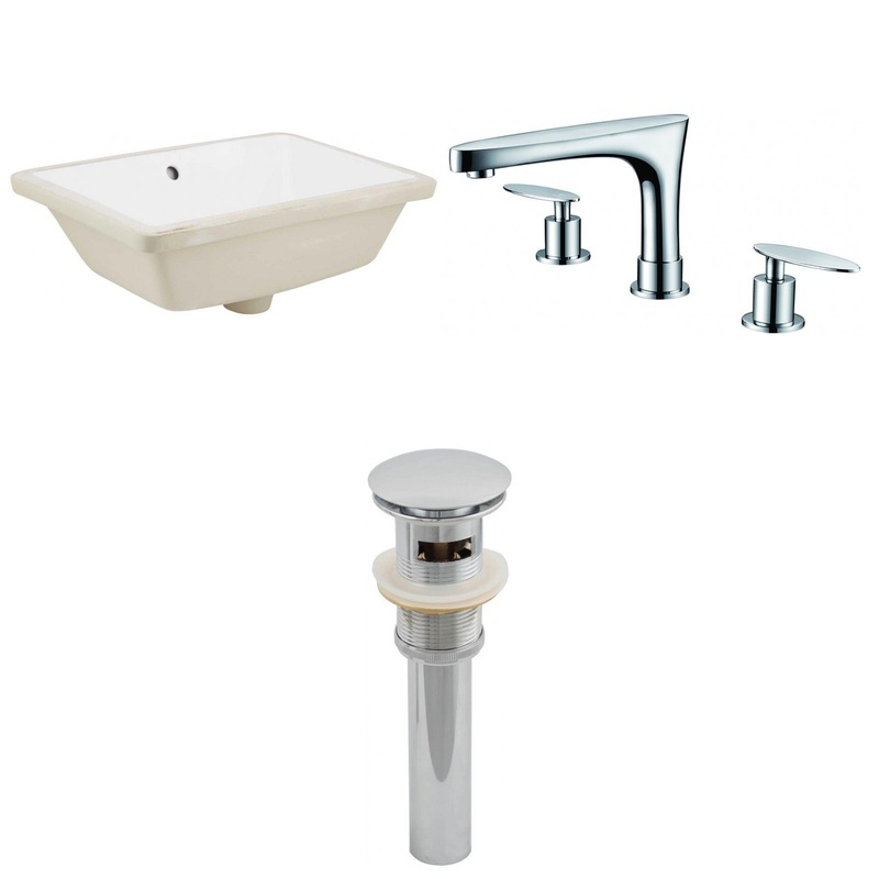 American Imaginations AI-12967 18" White Rectangular Ceramic Undermount Bathroom Sink Set