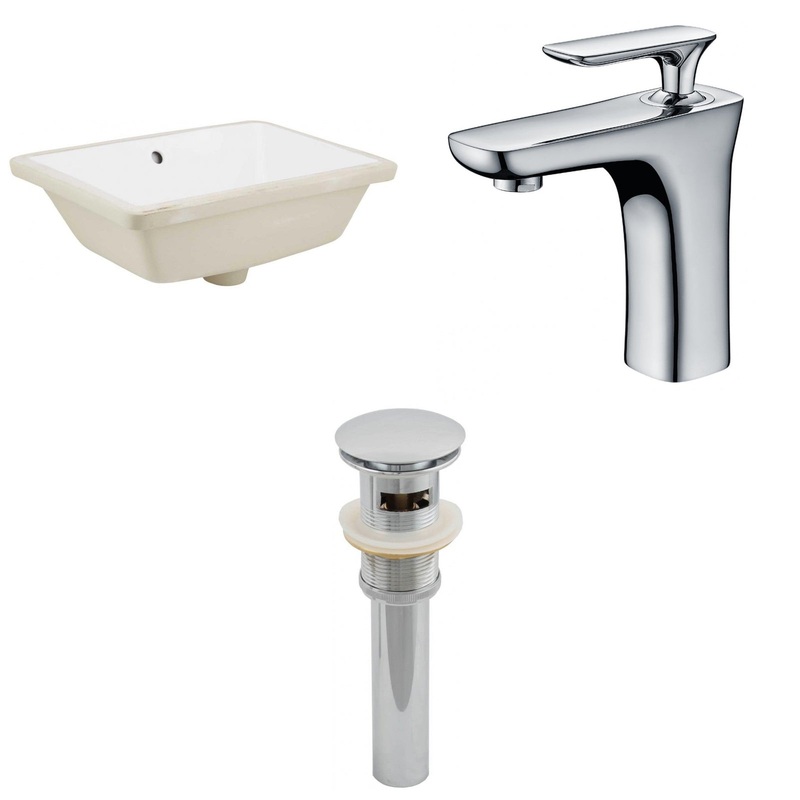 American Imaginations AI-12969 18" White Rectangular Ceramic Undermount Bathroom Sink Set