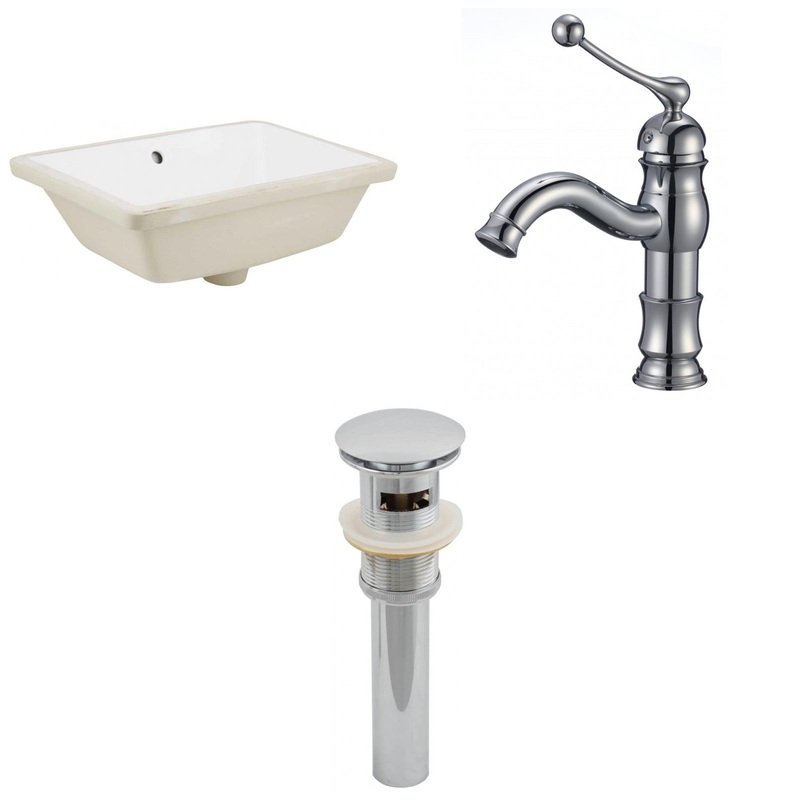 American Imaginations AI-12977 18" White Rectangular Ceramic Undermount Bathroom Sink Set