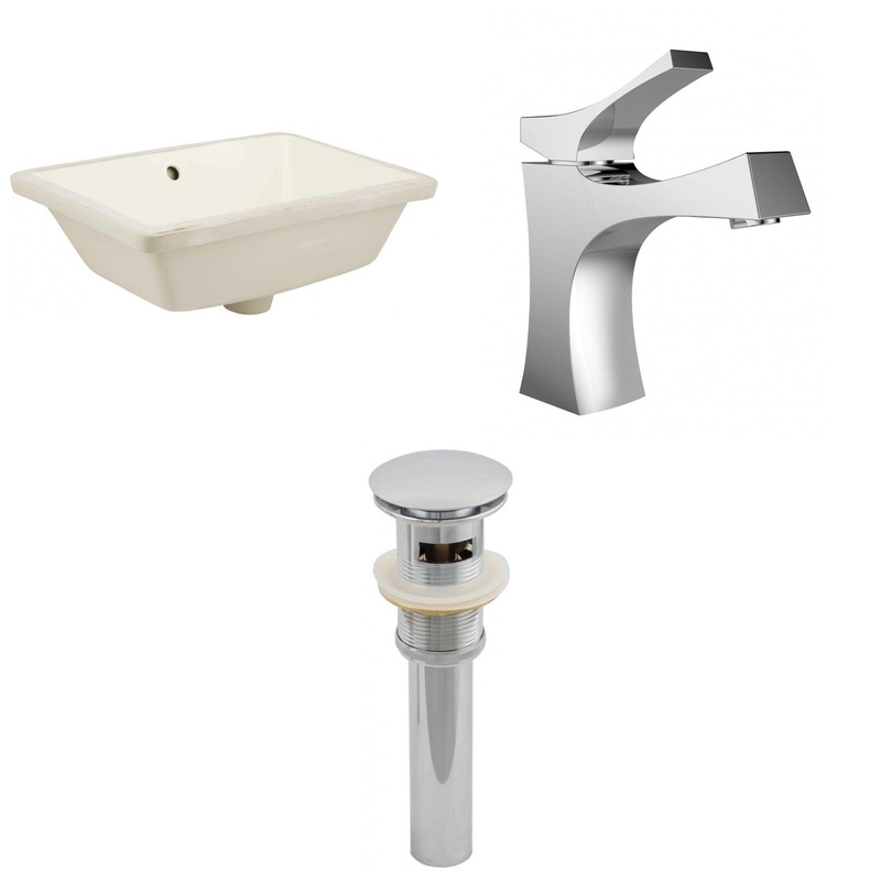 American Imaginations AI-12985 18" Biscuit Rectangular Ceramic Undermount Bathroom Sink Set