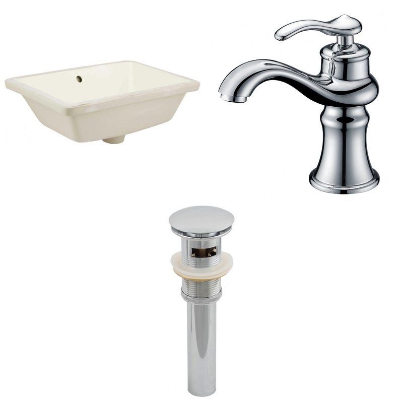 American Imaginations AI-12989 18" Biscuit Rectangular Ceramic Undermount Bathroom Sink Set
