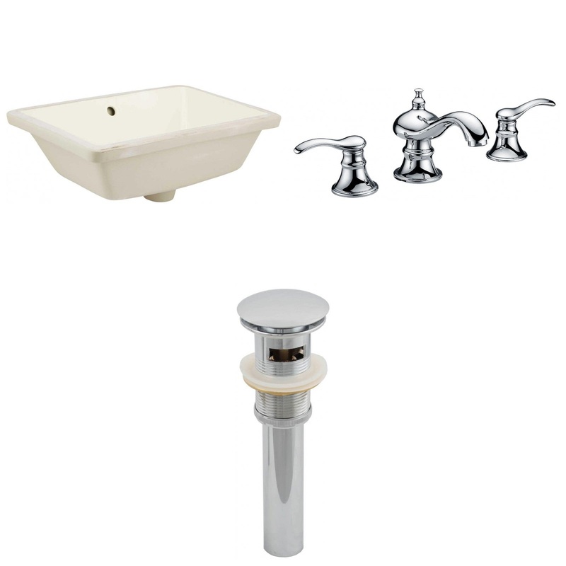 American Imaginations AI-12993 18" Biscuit Rectangular Ceramic Undermount Bathroom Sink Set