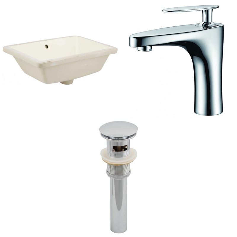 American Imaginations AI-12995 18" Biscuit Rectangular Ceramic Undermount Bathroom Sink Set