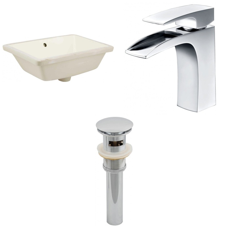 American Imaginations AI-13003 18" Biscuit Rectangular Ceramic Undermount Bathroom Sink Set