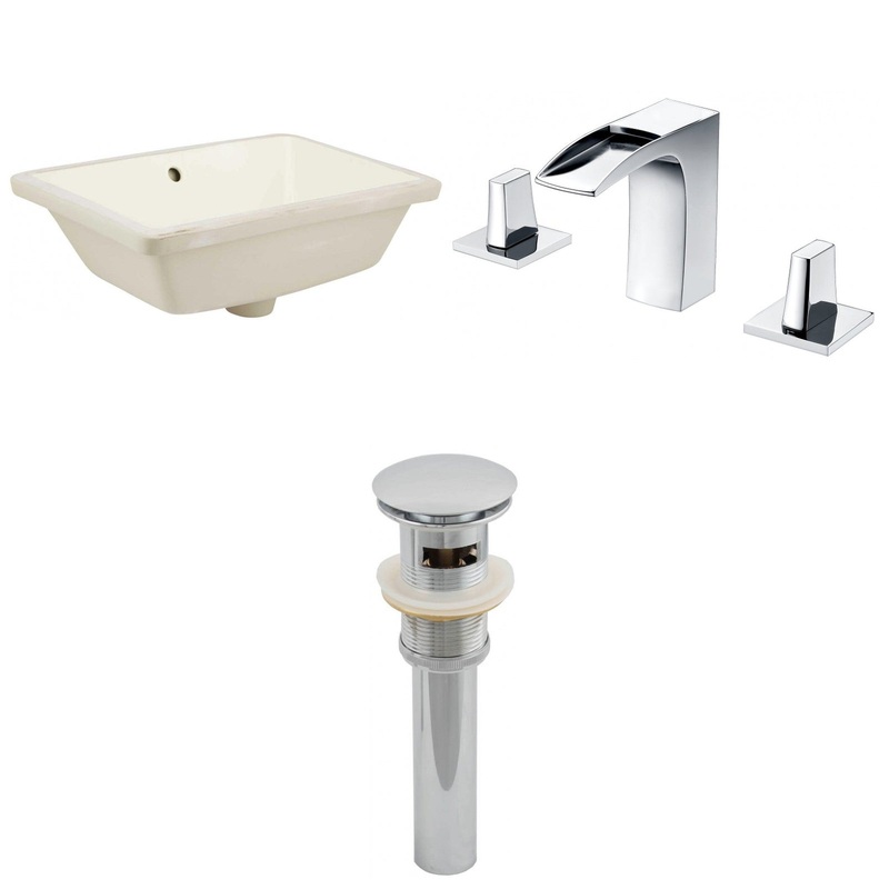 American Imaginations AI-13005 18" Biscuit Rectangular Ceramic Undermount Bathroom Sink Set