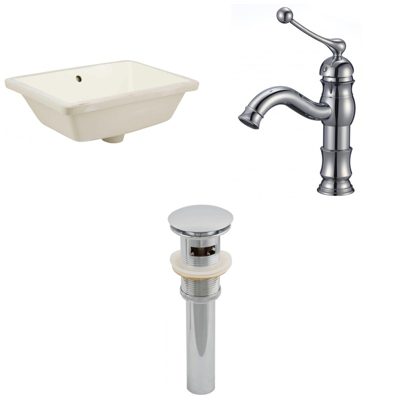 American Imaginations AI-13007 18" Biscuit Rectangular Ceramic Undermount Bathroom Sink Set