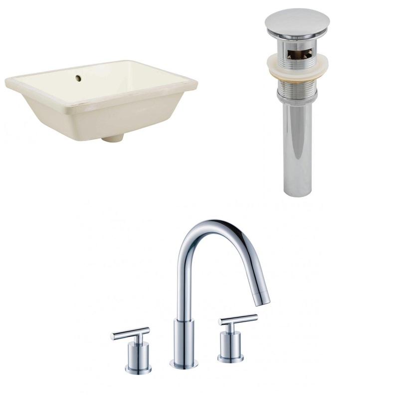 American Imaginations AI-13013 18" Biscuit Rectangular Ceramic Undermount Bathroom Sink Set