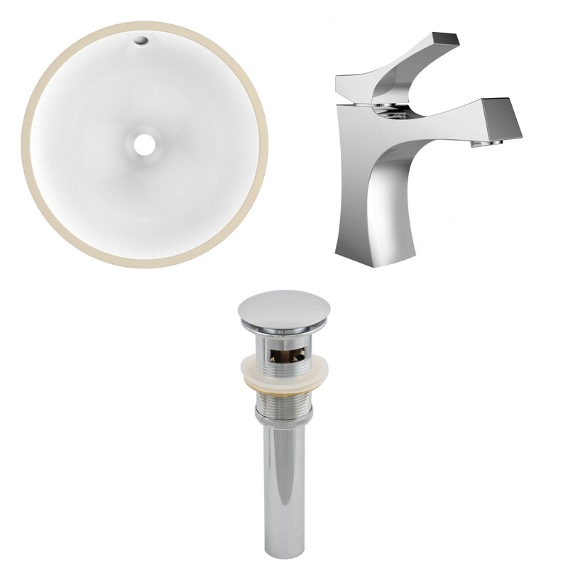 American Imaginations AI-13015 15" White Round Ceramic Undermount Bathroom Sink Set
