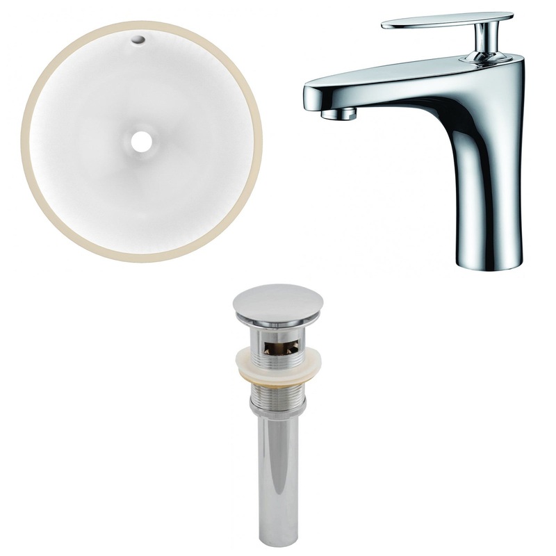 American Imaginations AI-13025 15" White Round Ceramic Undermount Bathroom Sink Set