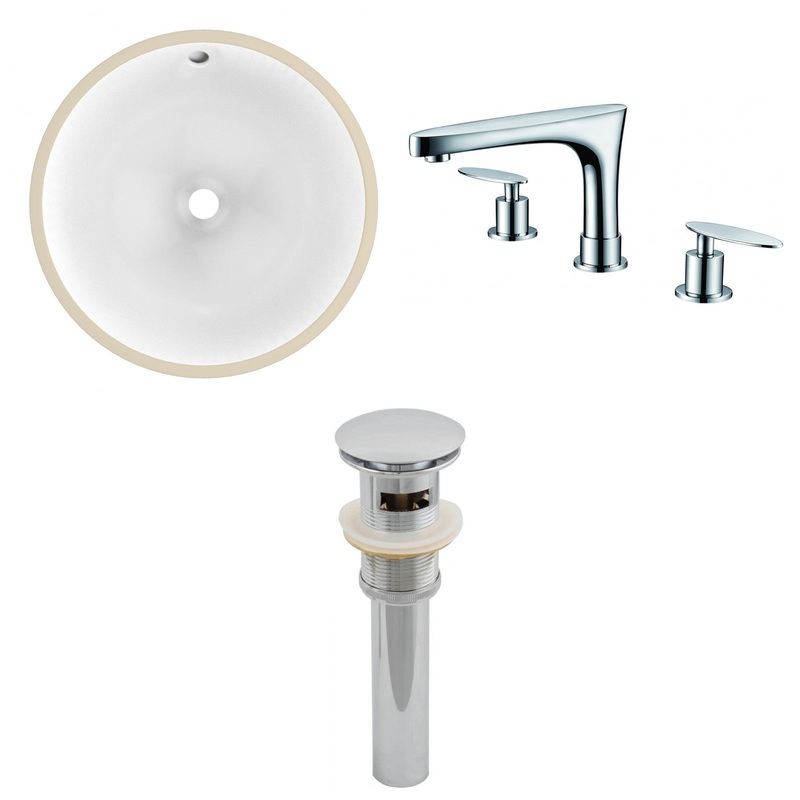 American Imaginations AI-13027 15" White Round Ceramic Undermount Bathroom Sink Set