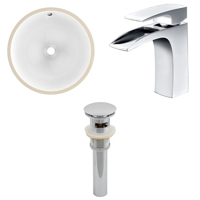 American Imaginations AI-13033 15" White Round Ceramic Undermount Bathroom Sink Set
