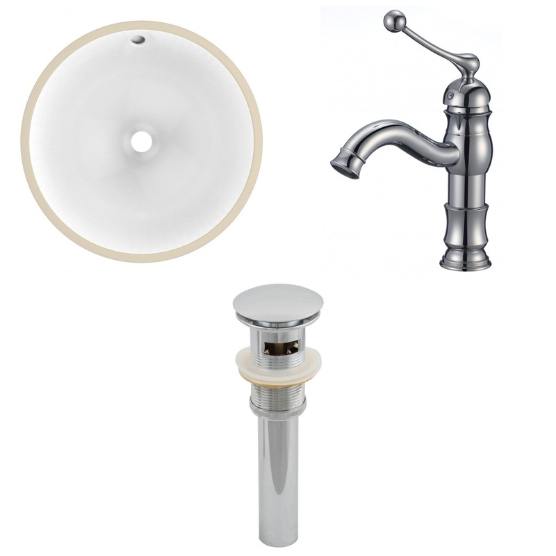 American Imaginations AI-13037 15" White Round Ceramic Undermount Bathroom Sink Set