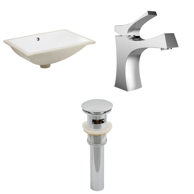 American Imaginations AI-13045 18" White Rectangular Ceramic Undermount Bathroom Sink Set