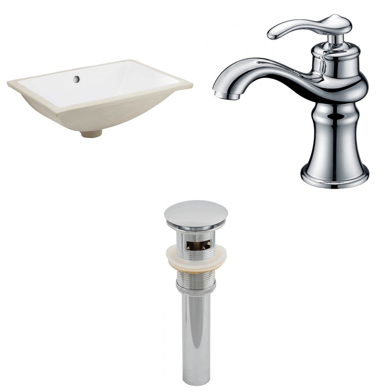 American Imaginations AI-13049 18" White Rectangular Ceramic Undermount Bathroom Sink Set