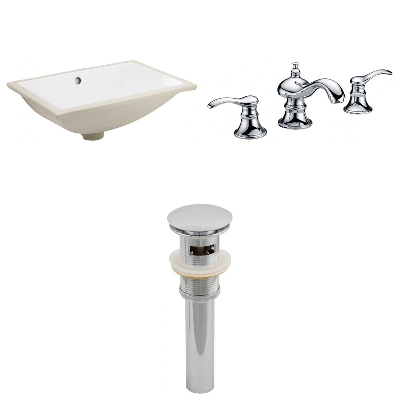 American Imaginations AI-13053 18" White Rectangular Ceramic Undermount Bathroom Sink Set