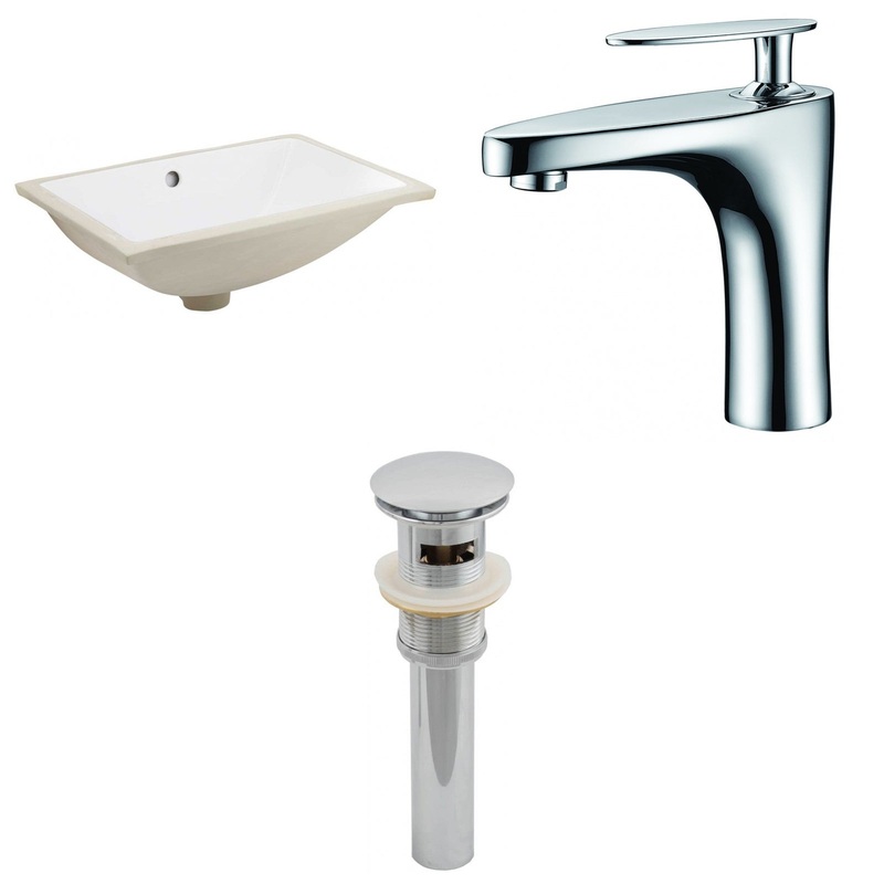 American Imaginations AI-13055 18" White Rectangular Ceramic Undermount Bathroom Sink Set