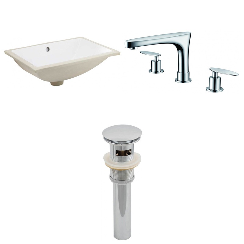 American Imaginations AI-13057 18" White Rectangular Ceramic Undermount Bathroom Sink Set