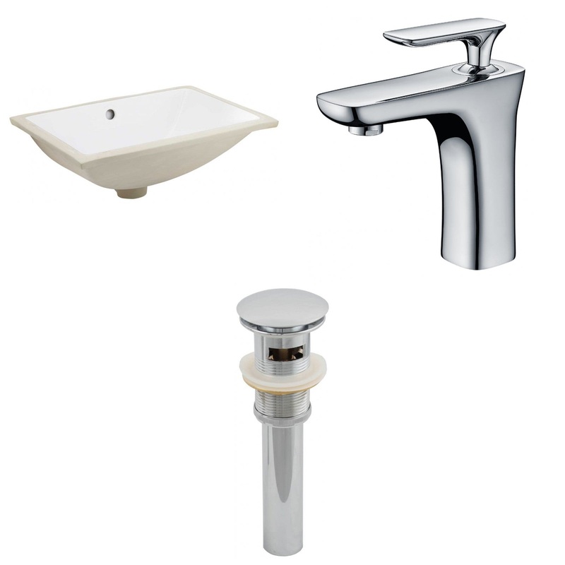 American Imaginations AI-13059 18" White Rectangular Ceramic Undermount Bathroom Sink Set