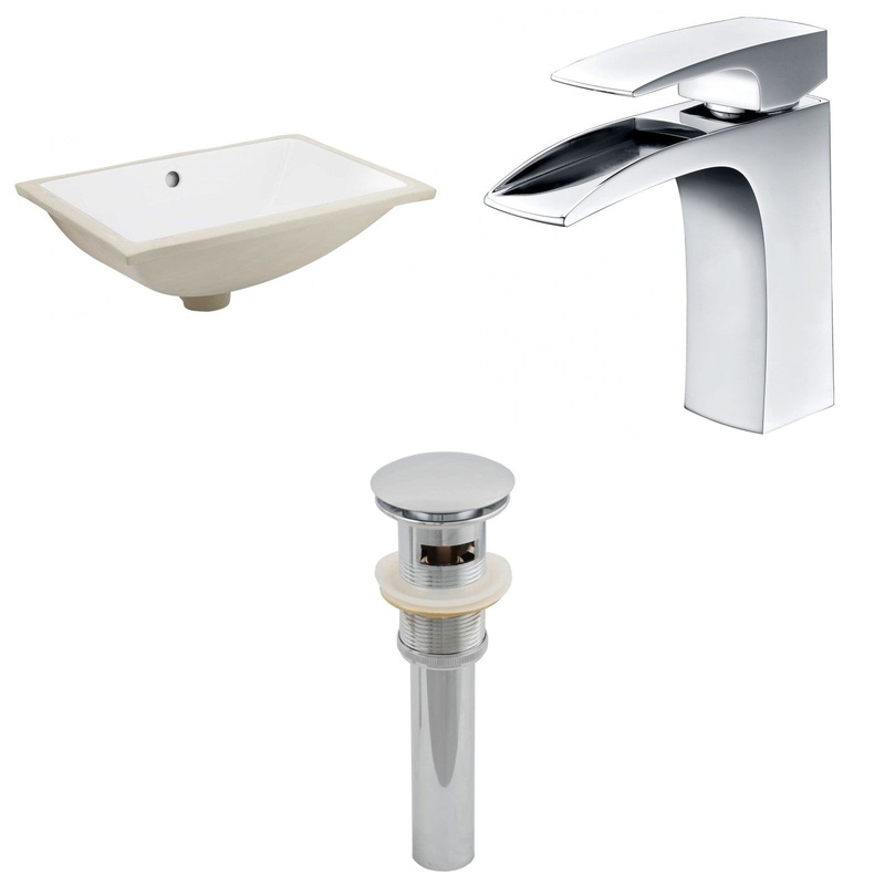 American Imaginations AI-13063 18" White Rectangular Ceramic Undermount Bathroom Sink Set