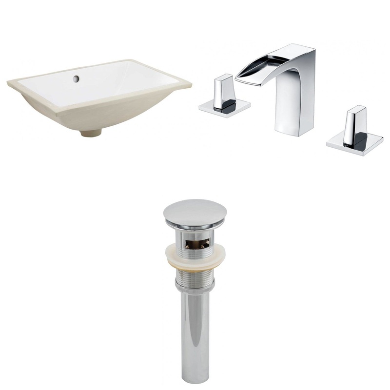 American Imaginations AI-13065 18" White Rectangular Ceramic Undermount Bathroom Sink Set