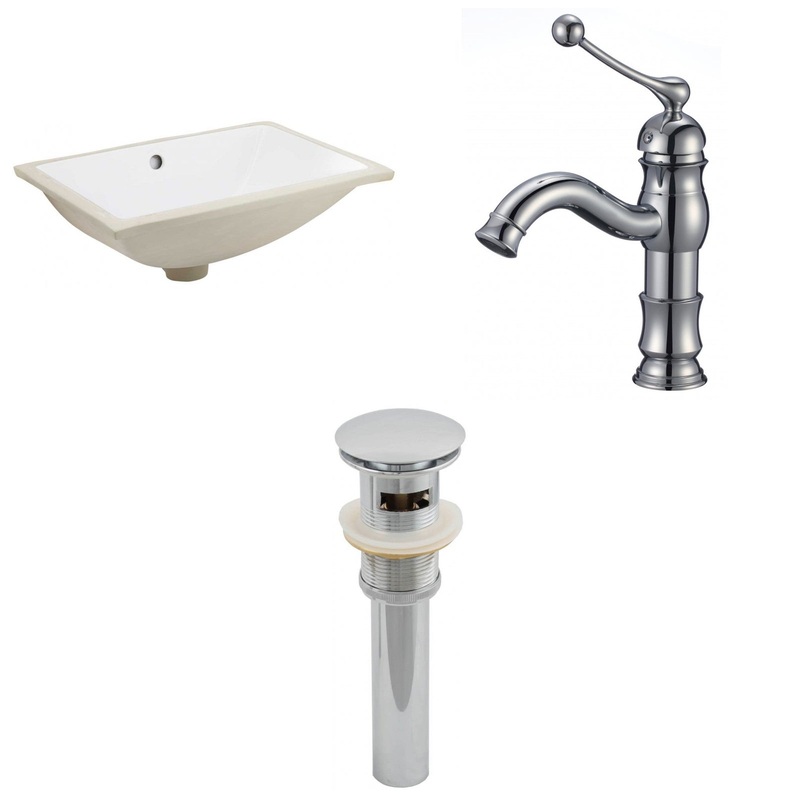 American Imaginations AI-13067 18" White Rectangular Ceramic Undermount Bathroom Sink Set
