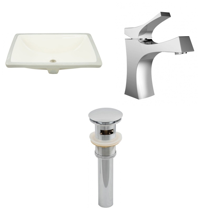 American Imaginations AI-13075 18" Biscuit Rectangular Ceramic Undermount Bathroom Sink Set