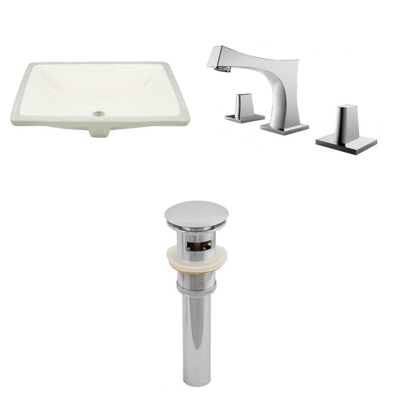American Imaginations AI-13077 18" Biscuit Rectangular Ceramic Undermount Bathroom Sink Set