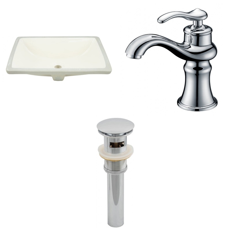 American Imaginations AI-13079 18" Biscuit Rectangular Ceramic Undermount Bathroom Sink Set