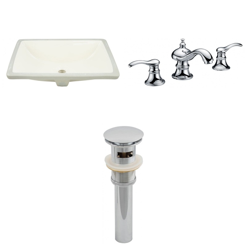 American Imaginations AI-13083 18" Biscuit Rectangular Ceramic Undermount Bathroom Sink Set