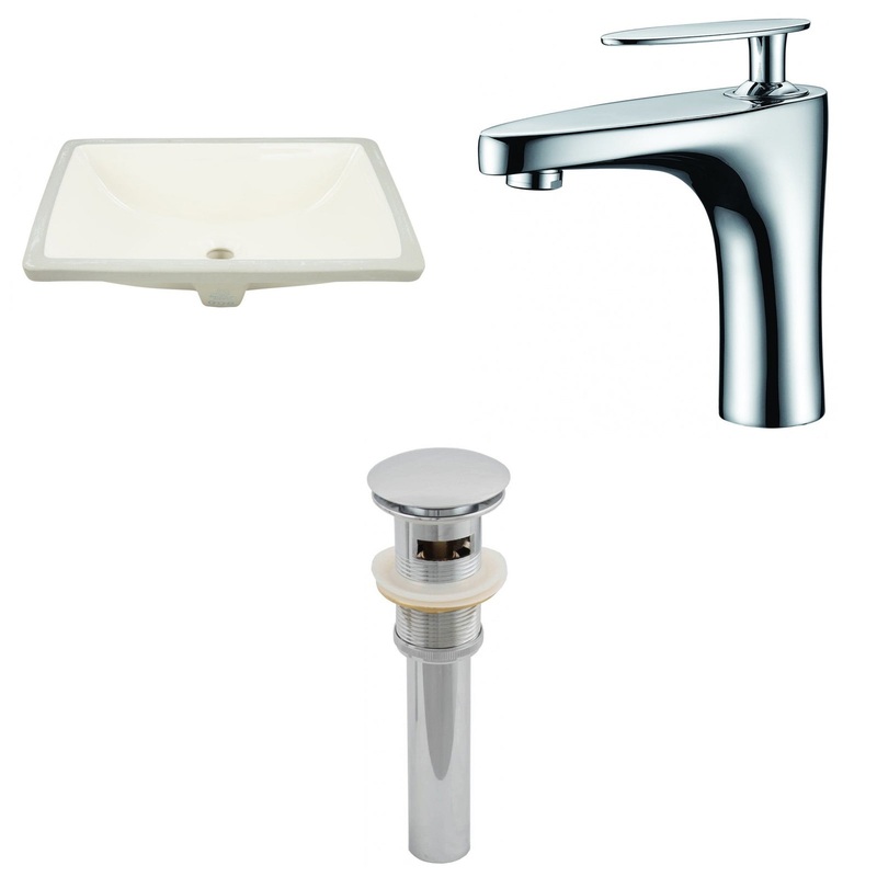 American Imaginations AI-13085 18" Biscuit Rectangular Ceramic Undermount Bathroom Sink Set