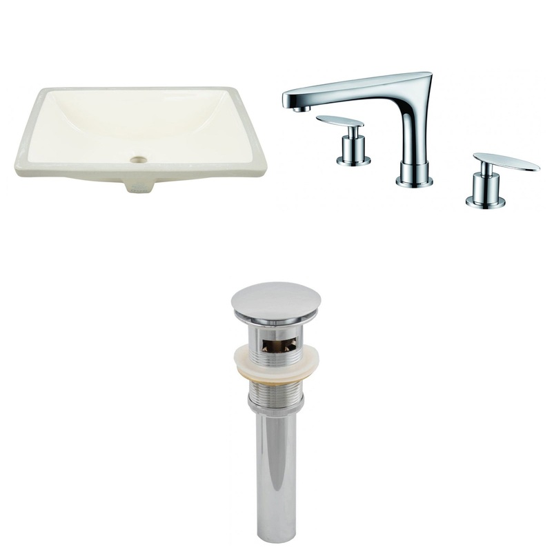 American Imaginations AI-13087 18" Biscuit Rectangular Ceramic Undermount Bathroom Sink Set
