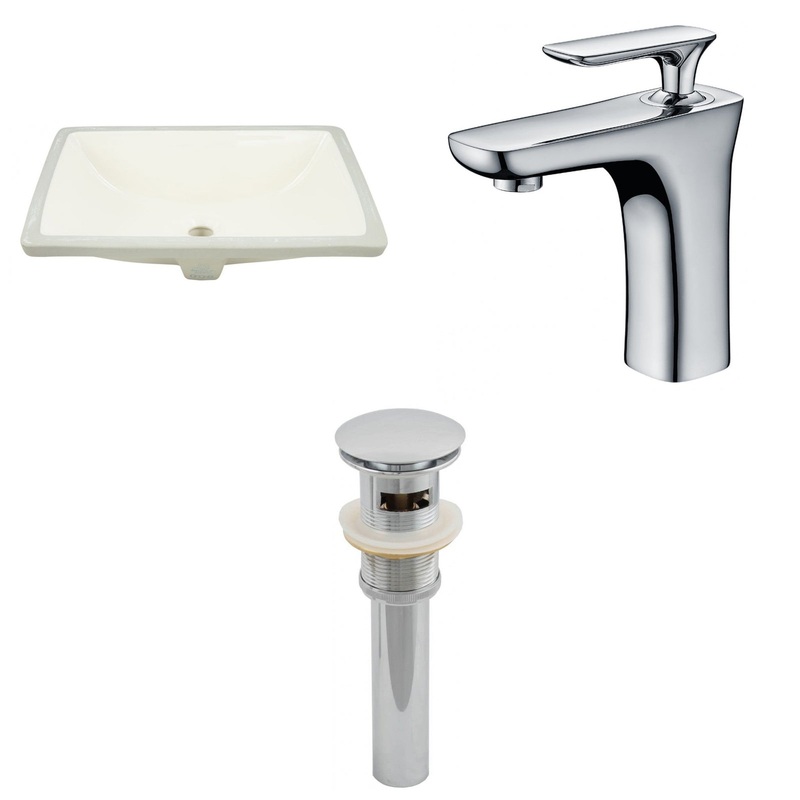 American Imaginations AI-13089 18" Biscuit Rectangular Ceramic Undermount Bathroom Sink Set